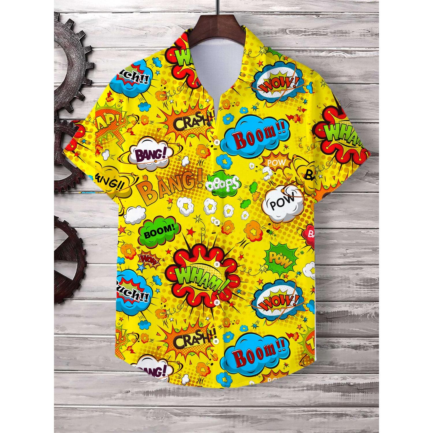 

Рубашка мужская гавайская с коротким рукавом, модный узор, топы с 3D-принтом, модная уличная одежда, летние повседневные футболки с графикой L