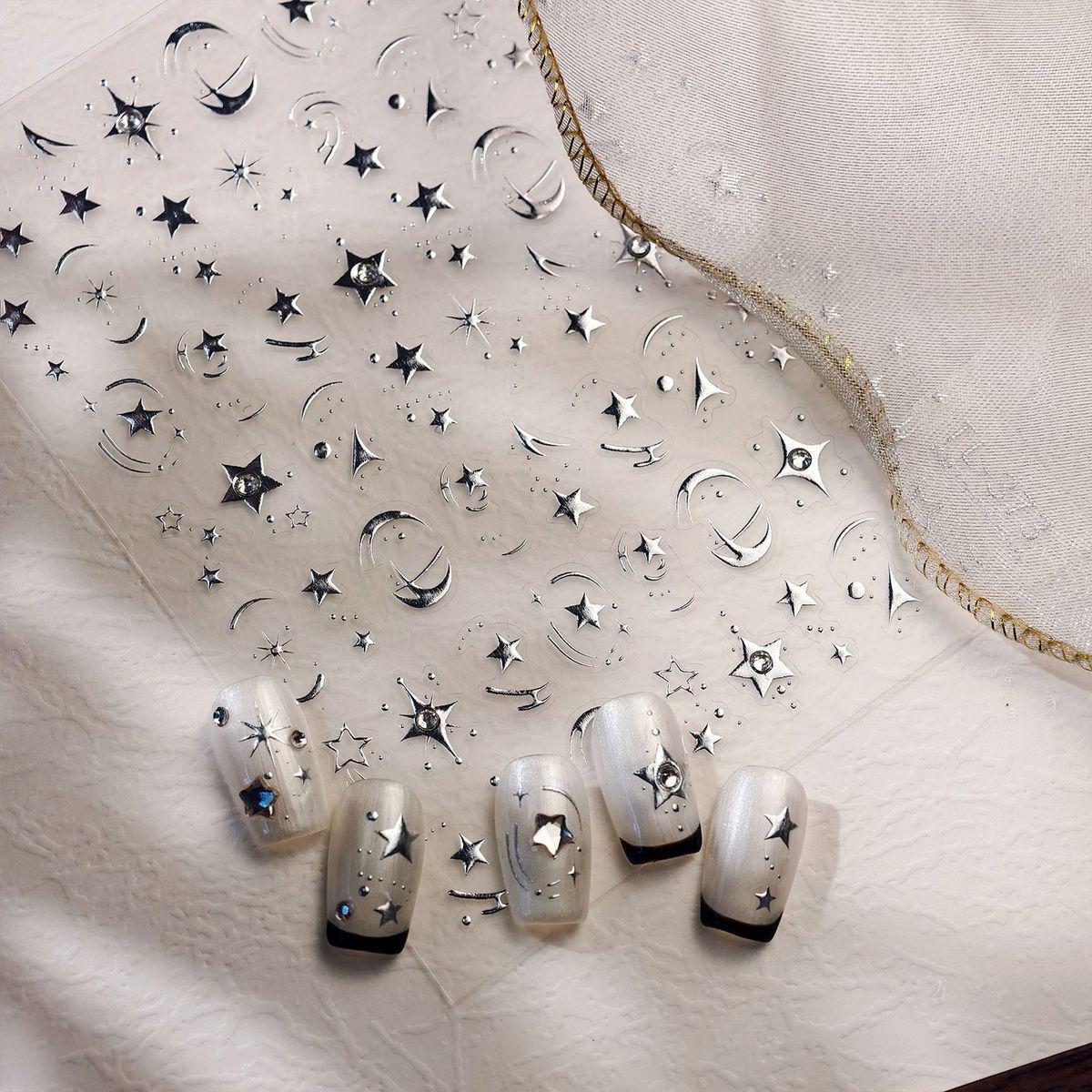 

Galaxy Night Sky Star Nail Stickers: DIY Cool and Sweet Adhesive Designs Galaxy Scroll 1 Sheet