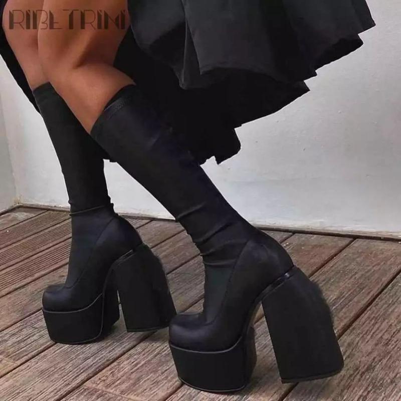 Sexy Thick-soled Thick-heeled Knight Boots, Super-high-heeled Large-size 4-sleeve High Boots.