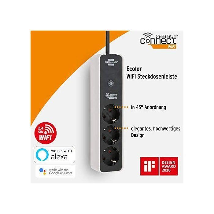 Brennenstuhl Ecolor WLAN Multiprise Avec WiFi 3-fach Noir