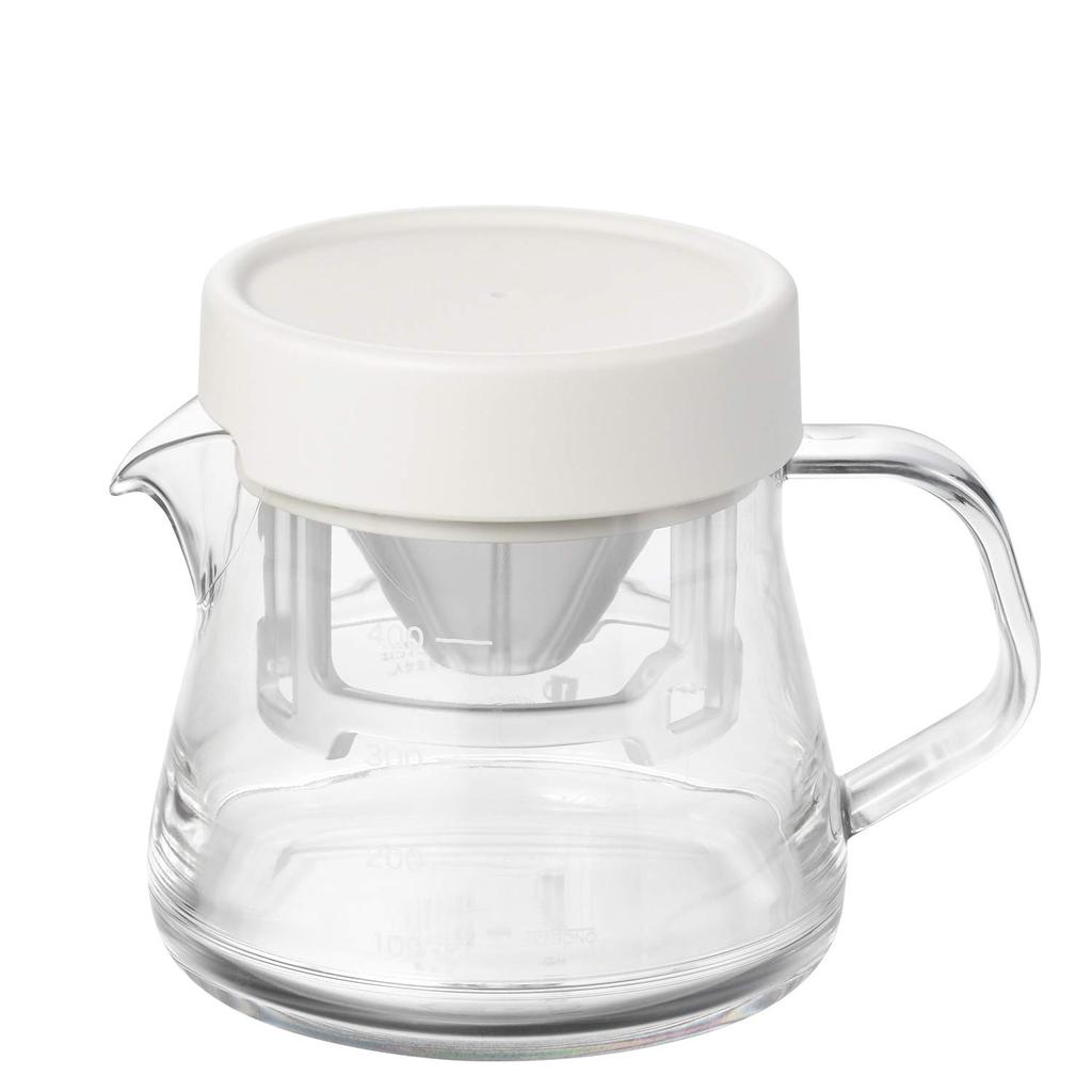 Akebono Sangyo Strong 400 Coffee Compact Dripper Made In Made of Lightweight and Tritan Transparent As with Wide Mouth for Easy Server, Set, White,