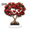 Realistic Rose Ornament Acrylic Ornament, 2D Flat Flower Decoration with Base, Table Centerpiece Romantic Desktop Decor for Home Shelf Cabinet