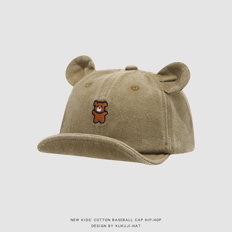 Korean Baby Hat: Spring/Autumn Unisex Toddler Bear Baseball Cap, Cute Soft Brim Duckbill Design