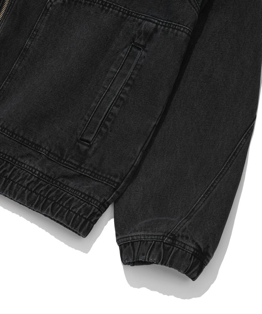 Wacky Willy Denim Hooded Zip-Up Jumper Black