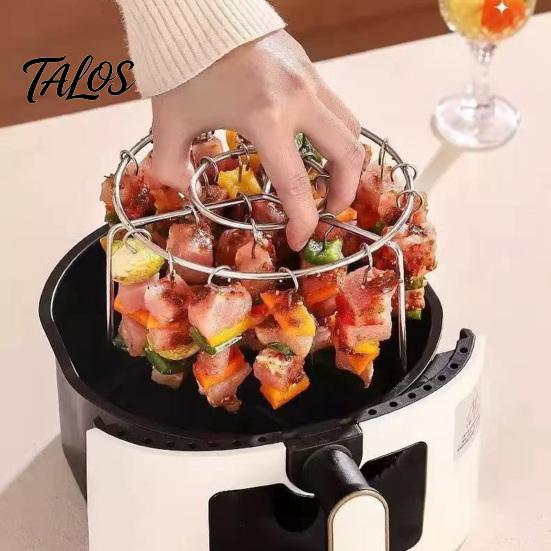 Air Fryer Cooking Gadgets Stainless Steel Skewer Rack, Vertical Kabob Frame Stand, Multi-Purpose Skewers Holder for Meat And Vegetables Tools