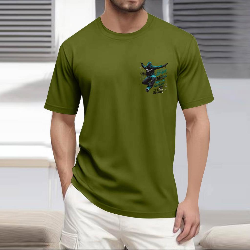 Men's Round Neck Casual Street Printed Short-sleeved T-shirt Top
