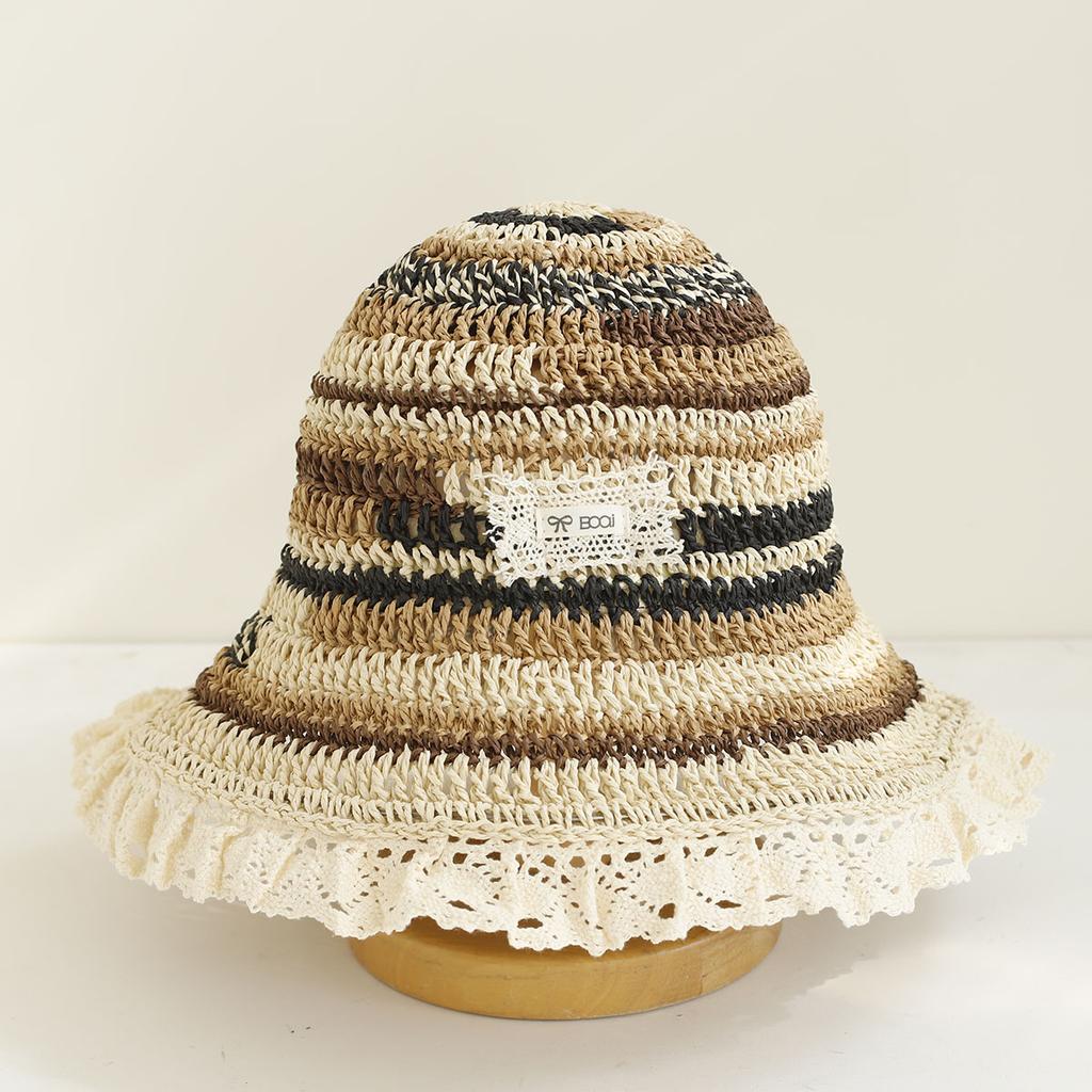 2026 NEW Handmade High quality colorful stripe Sun Hat Floppy Summer Hats For Women Beach Panama Straw Dome Bucket Hat