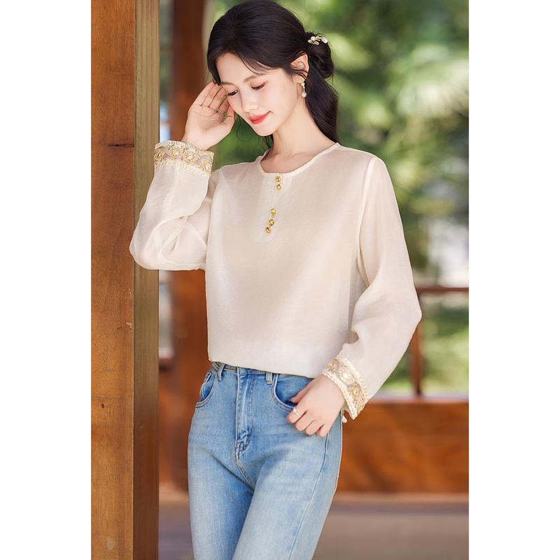 

2025 Summer New Chinese Style Tencel Blend Blouse M