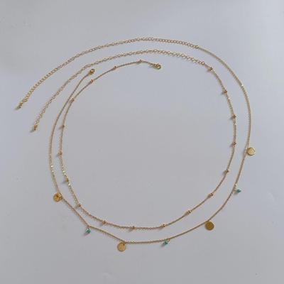 Tassel Sequin Double-Layer Waist Chain - Turquoise Hip Hop Body Accessory