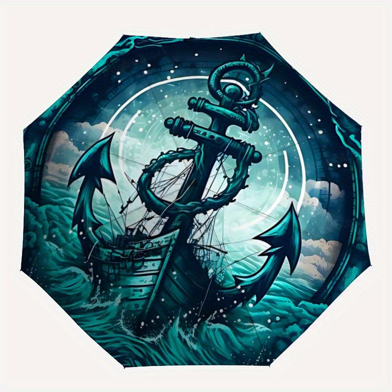 1pc Ocean Voyage Auto Open/close, All-Season Portable Folding Umbrella for Women & Men, Travel, Everyday, Formal Events -06179
