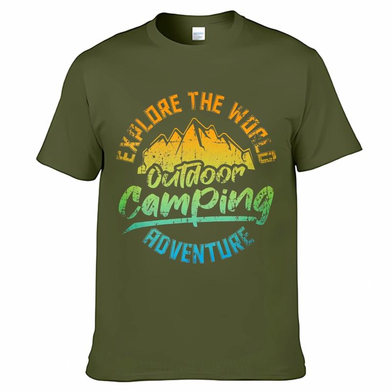 Lässiges Sommer-T-Shirt für Sie Entdecke die Welt Outdoor Camping Abenteuer Kurzarm Bedruckte Rundhals-Tops T-Shirt für Unisex