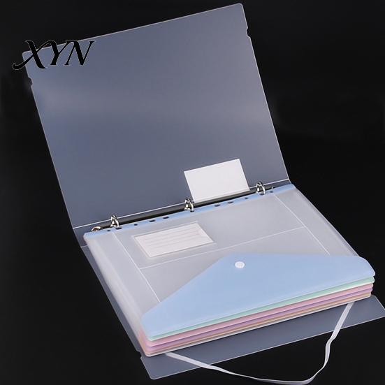A4 Document Organizer Bag 11 Hole Expandable Binder Folders for 2/3/4 Ring Pouch, Plastic Envelopes 11-hole Pocket with Snap Button & Label,
