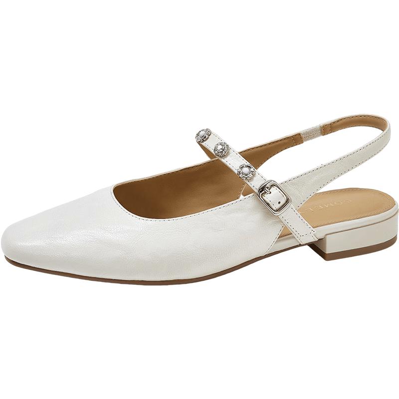 COMELY Women s Lambskin Pointed-Toe Slingback Low Heel Sandals 38