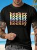 Men'S Round Neck T-Shirt Featuring a Vintage Black Design with Colorful Text