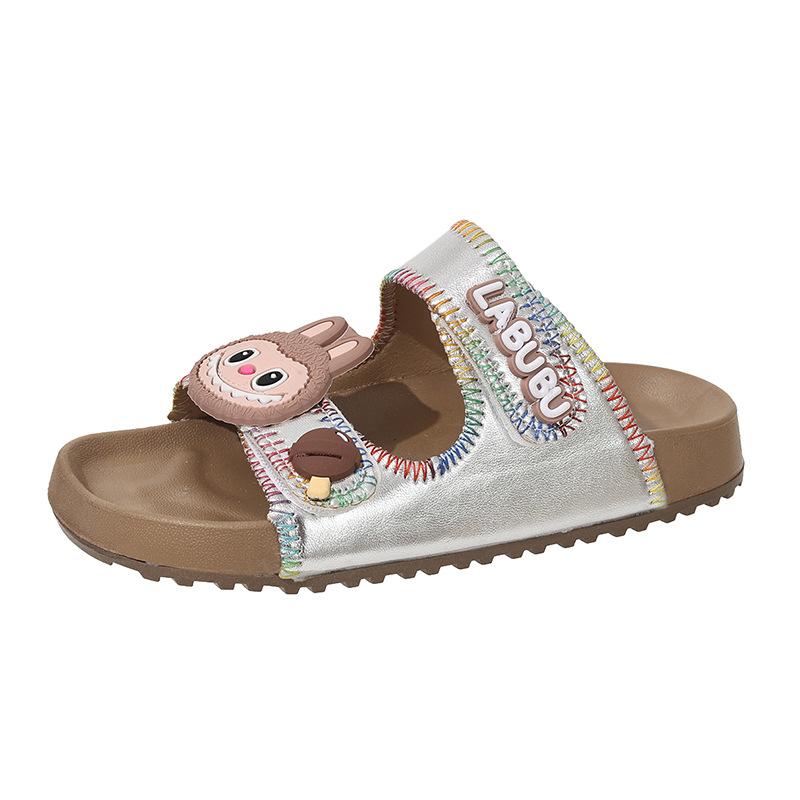 Children Cartoon Bear Open Toe Beach Sandals Girls Summer Cute Slippers with Magic Strap