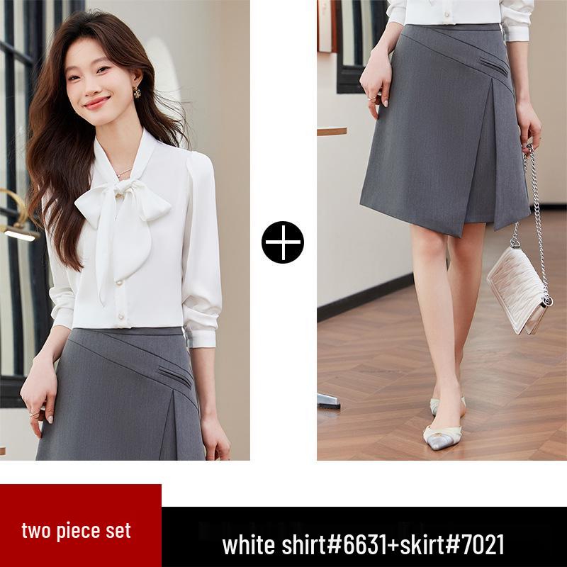 Women's Chiffon Bow Tie Blouse - Long Sleeve Satin Shirt for Spring/Autumn