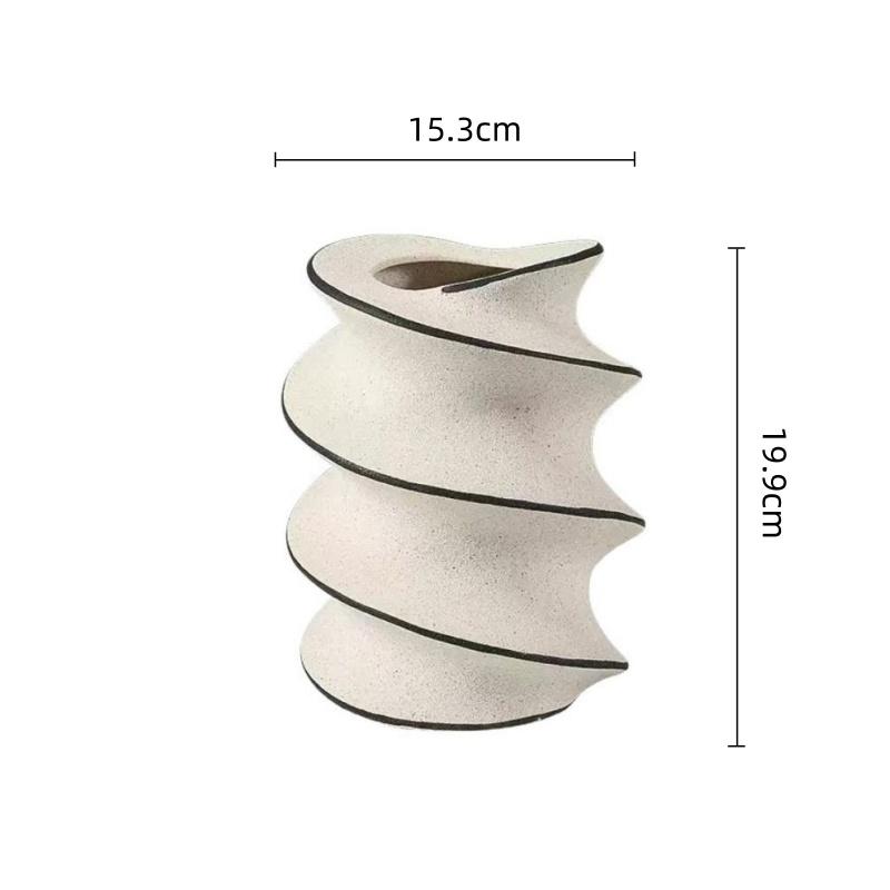 Ceramic Vase Geometric Spiral Ceramic Handicraft Floral Arrangement Accessories Flower Vase Flowerpot Home Decoration