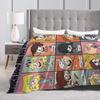 L-Loud Houses Familie Cartoon Plüsch Überwurf für Couch Sessel Sofa Bett Flugzeug Reise Flanell Tagesdecke Bettbezug