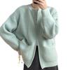 Double zipper solid color design sweater cardigan women's spring and autumn new Korean loose casual knitted sweater women