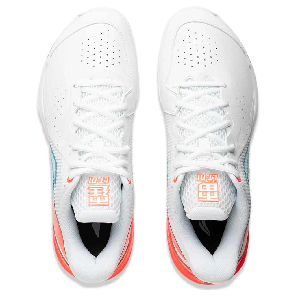 New LiNing Lightweight Rebound Low Top Badminton Shoes Unisex White Red AYZU015-2