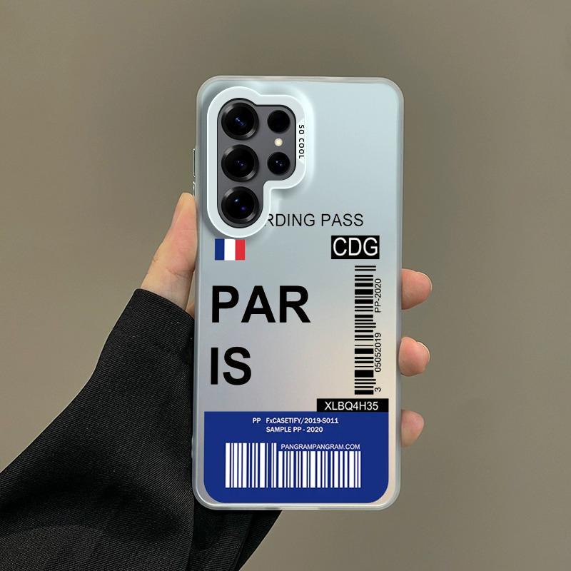 Phone Case For Samsung Galaxy S26 S25 S24 S23 S22 Ultra S20 S10 S21 FE 5G Plus Silver IMD Cover World City Travel Ticket France