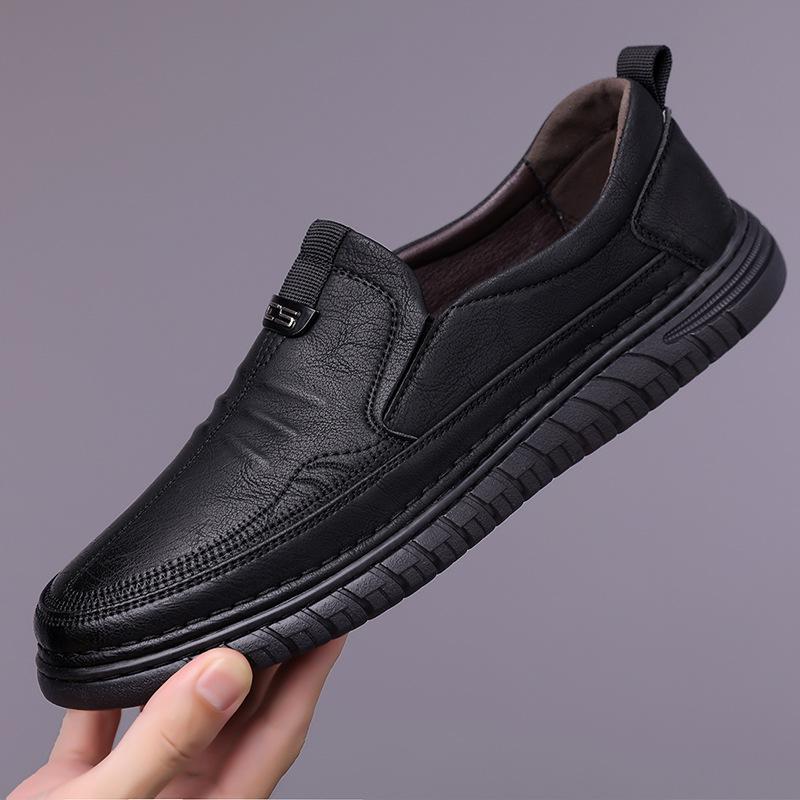 Popular leather shoes men's business leisure autumn new pedal shoes men's non-slip breathable soft sole versatile dad shoes