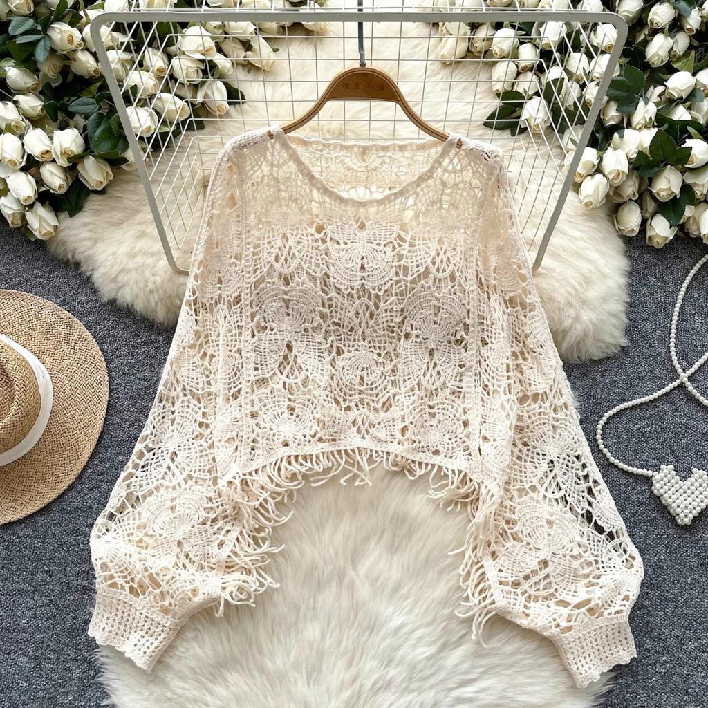 Dimanaf 2024 New Women Bat Vest T-Shirt Knitted Basic Fashion Tops Lace Tees Casual Loose Green Tees