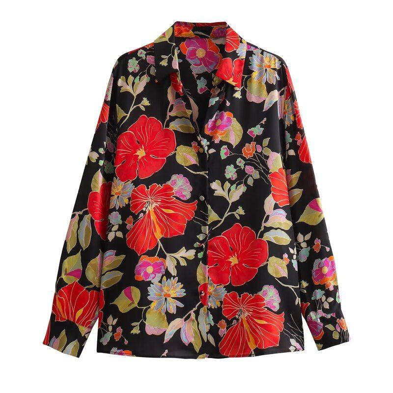 Fashion Style Winter New Women's Clothing Elegant Slimming Versatile Long Sleeves Flower Print Shirt 9285281 330