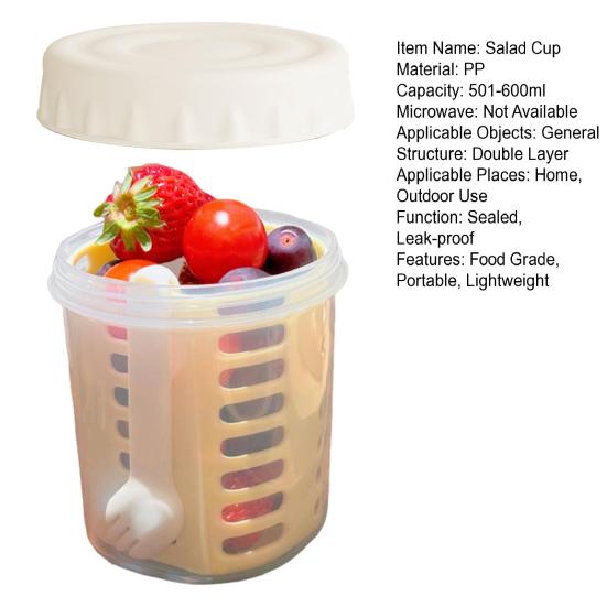 Salátová miska 501-600 ml Potravinářský PP Nepropustná Přenosná salátová krabička s víkem Vylepšená