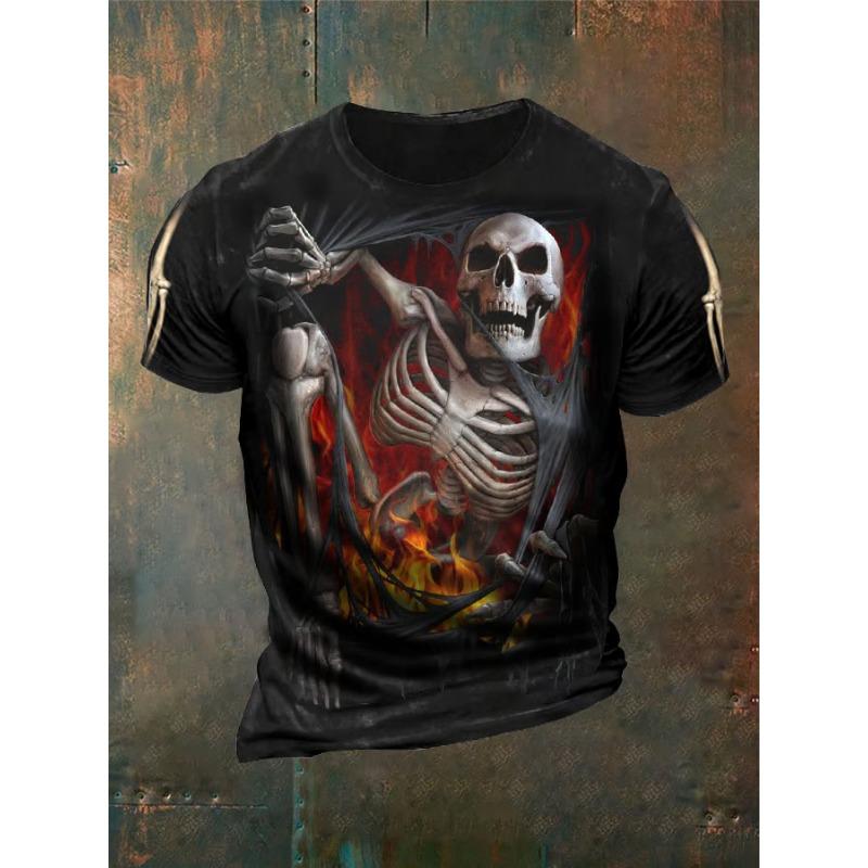 

Vintage Men s T-shirts Dark Skull Graphic 3D Printed t shirts Men Women Hip Hop Short Sleeve O-Neck Tee Loose Casual Street Tops 6XL