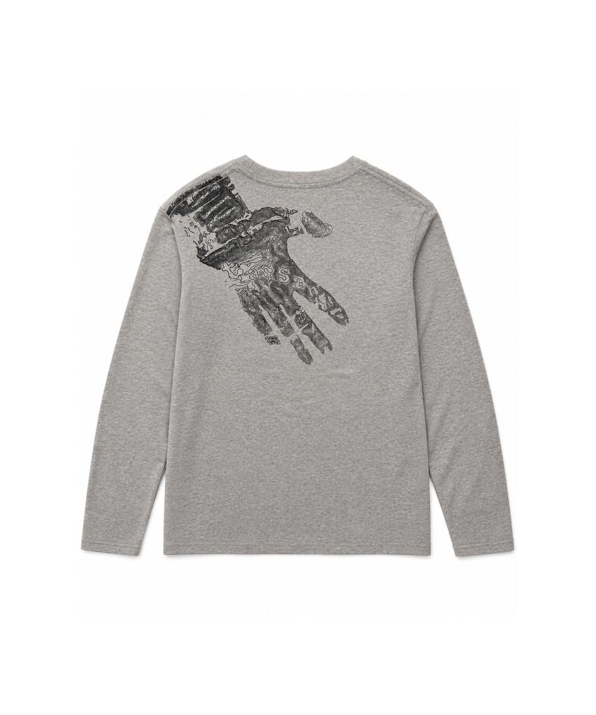TANSANMAGNESIUM Hand Print Long Sleeve (Gray/Black)