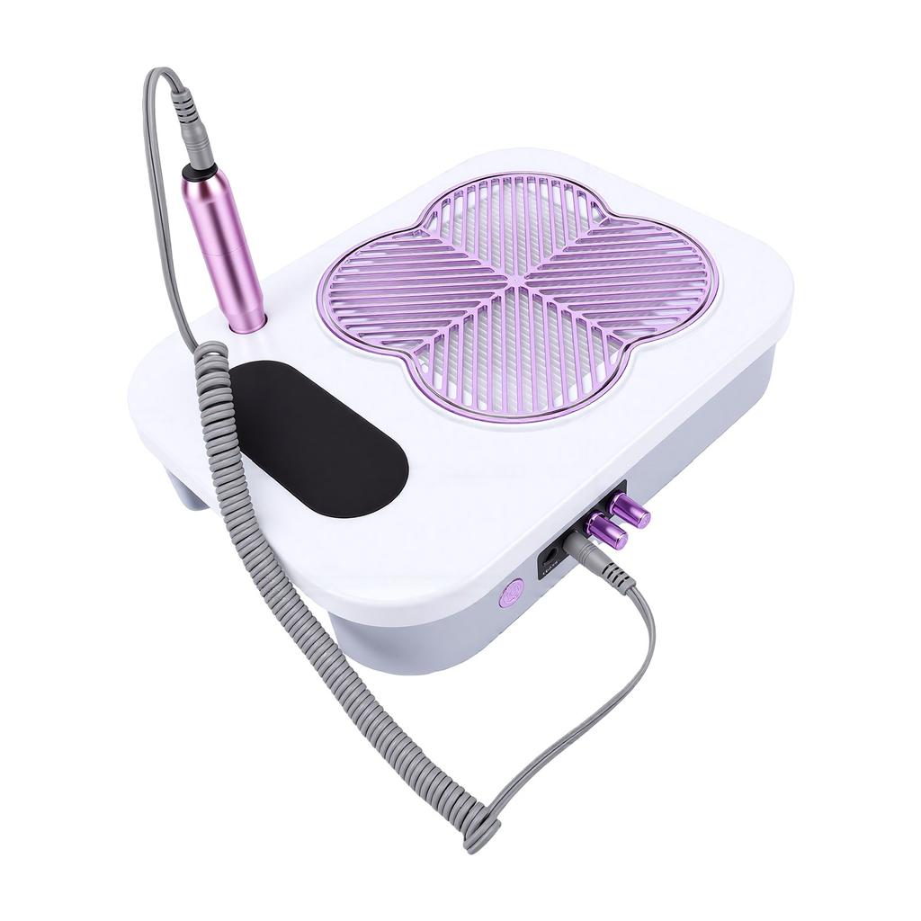 3 In 1 Nail Dust Collector Nail Art Tool with Lamp Electric Nail Drill Strong Suction for DIY Nail Salon Home Use Purple