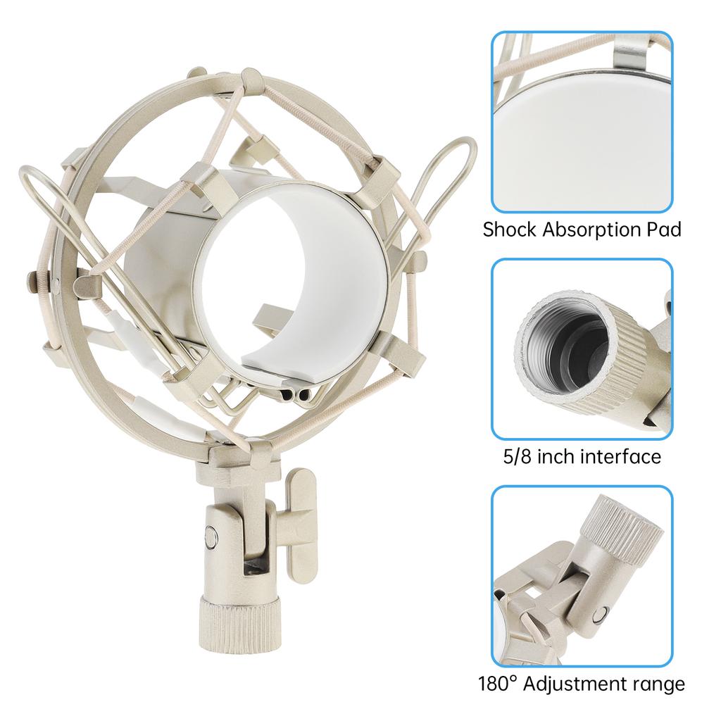 Anti Vibration Suspension Microphone Shock Mount Universal 46-50mm Diameter Condenser Mic Includes Screw Adapter Elastic Band Studio Recording