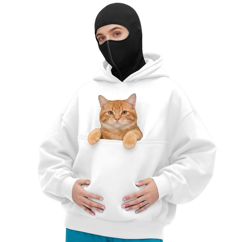 Unisex Street Style Double-Layer Hooded Zipper Jacket with Face-Covering Mask Design