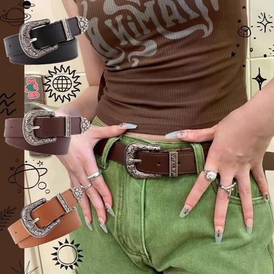 Dámský módní vyřezávaný PU kožený opasek