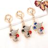 Schattige muis sleutelhanger met sprankelende strass steentjes, kleurrijke emaille rat hanger met sleutelring, cadeau voor mannen en vrouwen