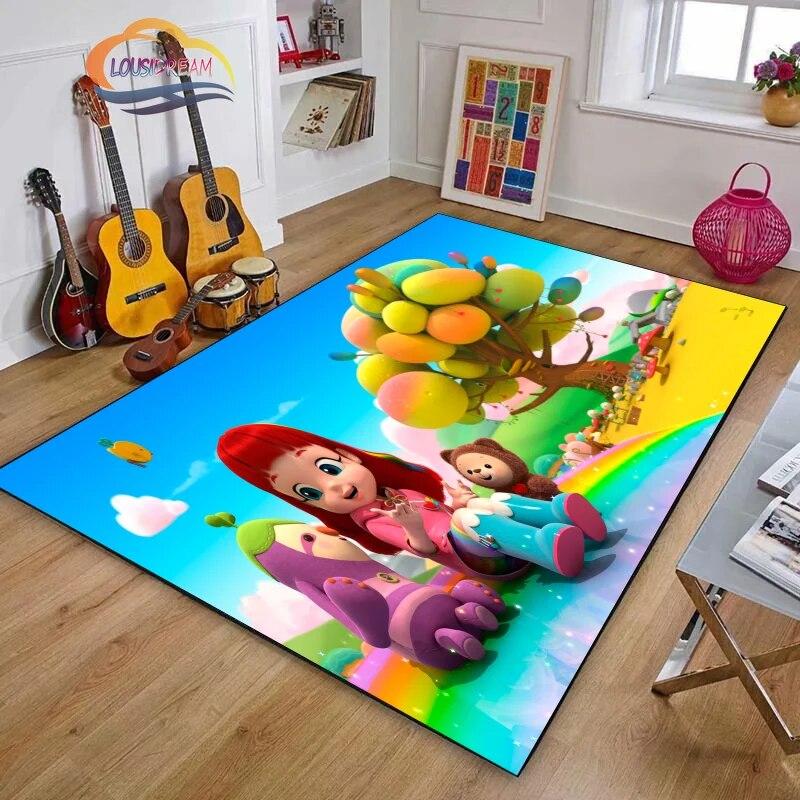 3D Printing Rainbow Ruby Series Carpet Lulu and Bear Cartoon Living Room Bedroom Non-slip Rug Soft Play Area Floor Mat Girl Gift