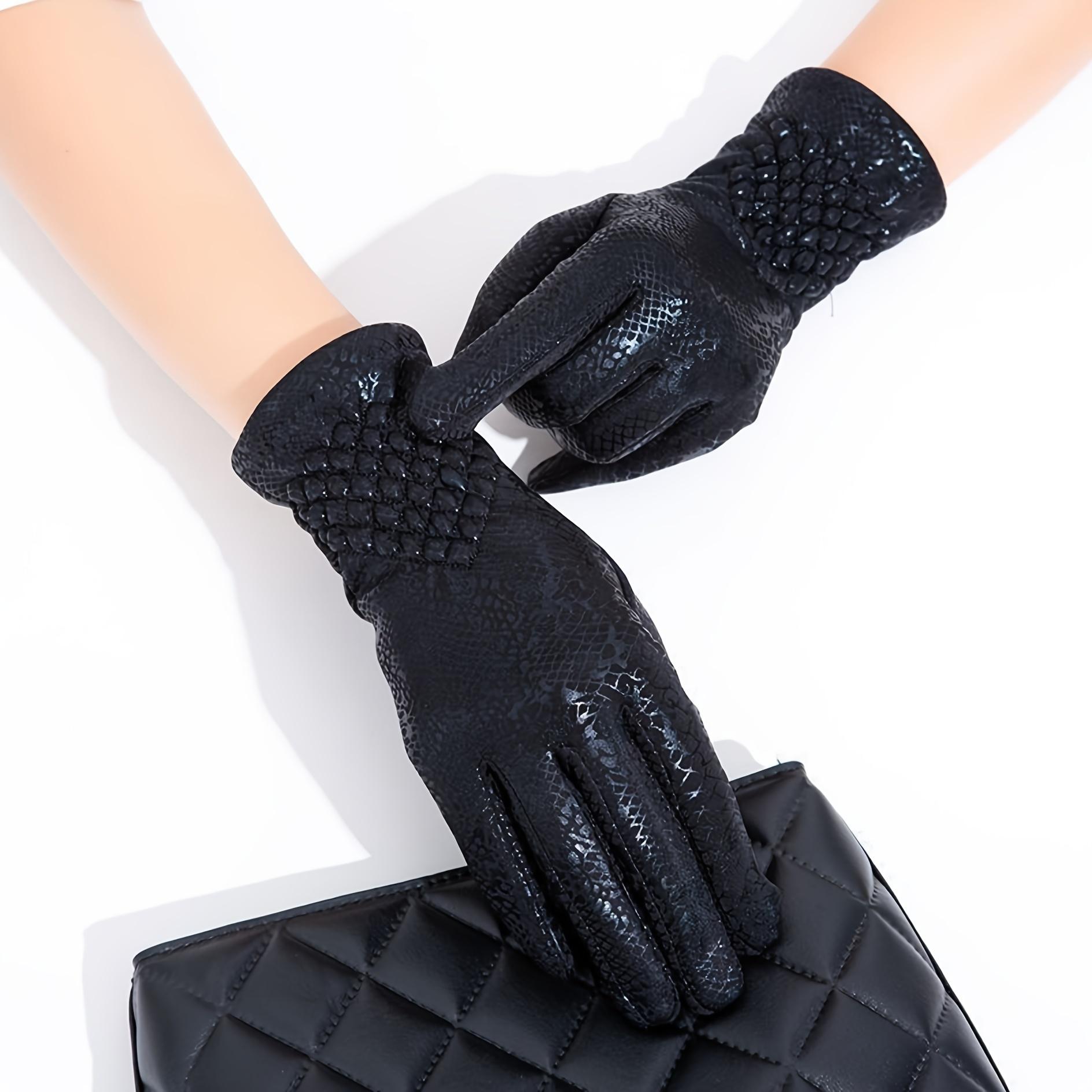 

Women s Thermal Touchscreen Winter Gloves - Windproof Snake-Textured Design for Skiing, Cycling & Driving, Unisex Cold Weather Gloves , Driving Gloves Black