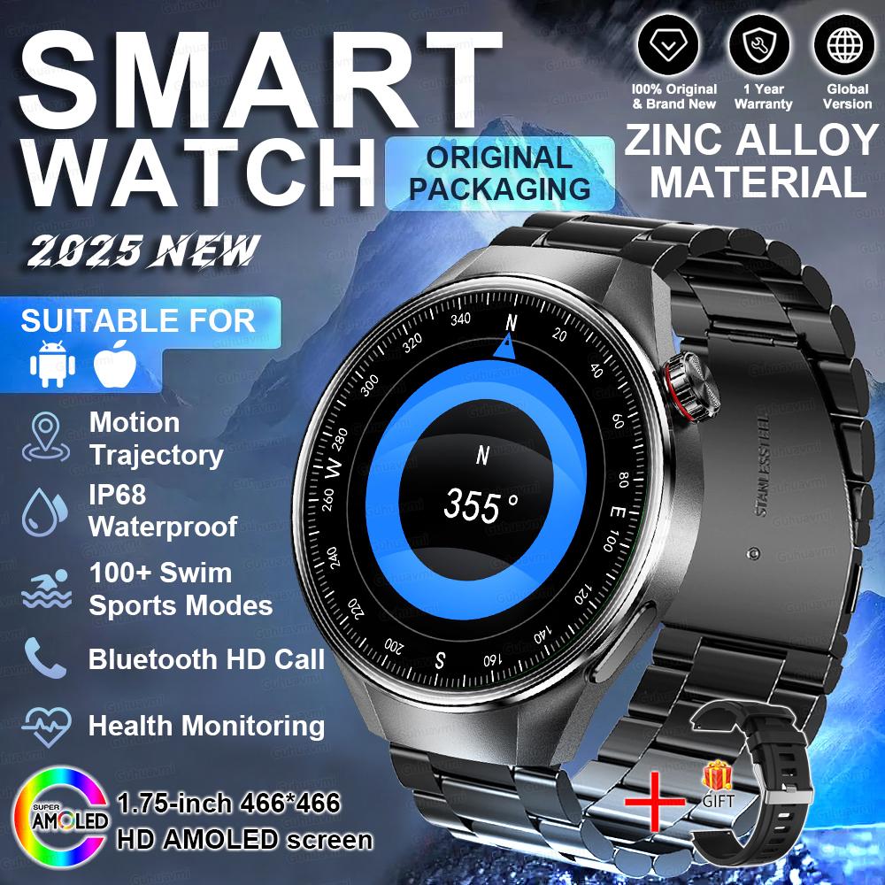 New HD Bluetooth Call GPS Tracker Smart Watch Heart Rate Blood Oxygen Health Monitor IP68 Waterproof Sports SmartWatch Men