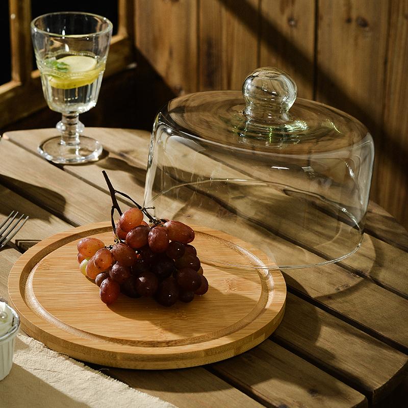 Glass Cake Plate Dessert Display Stand Transparent Dustproof Restaurant Afternoon Tea Food Serving Plate Style Nordic