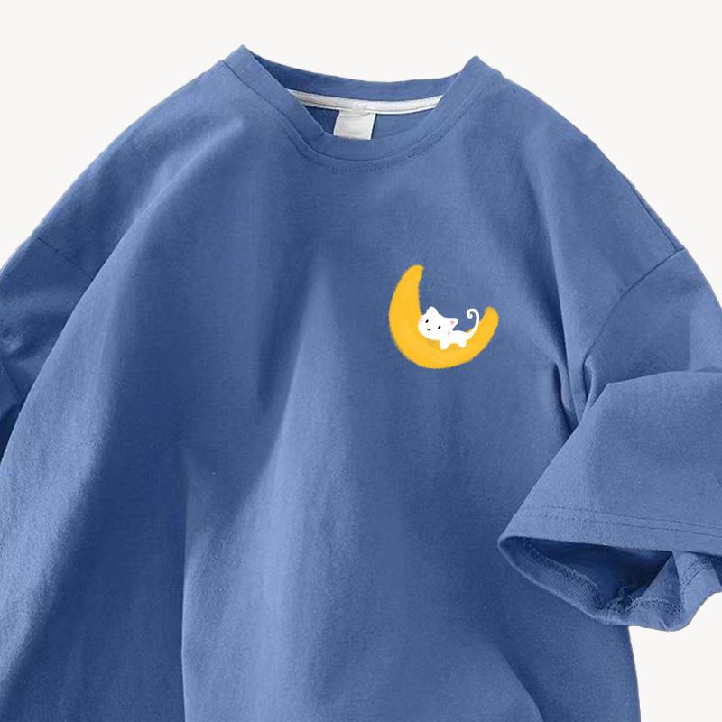 Cotton Short-sleeved T-shirt Female Summer Korean Version of The Loose Round Neck Printed Tops Trend Women's