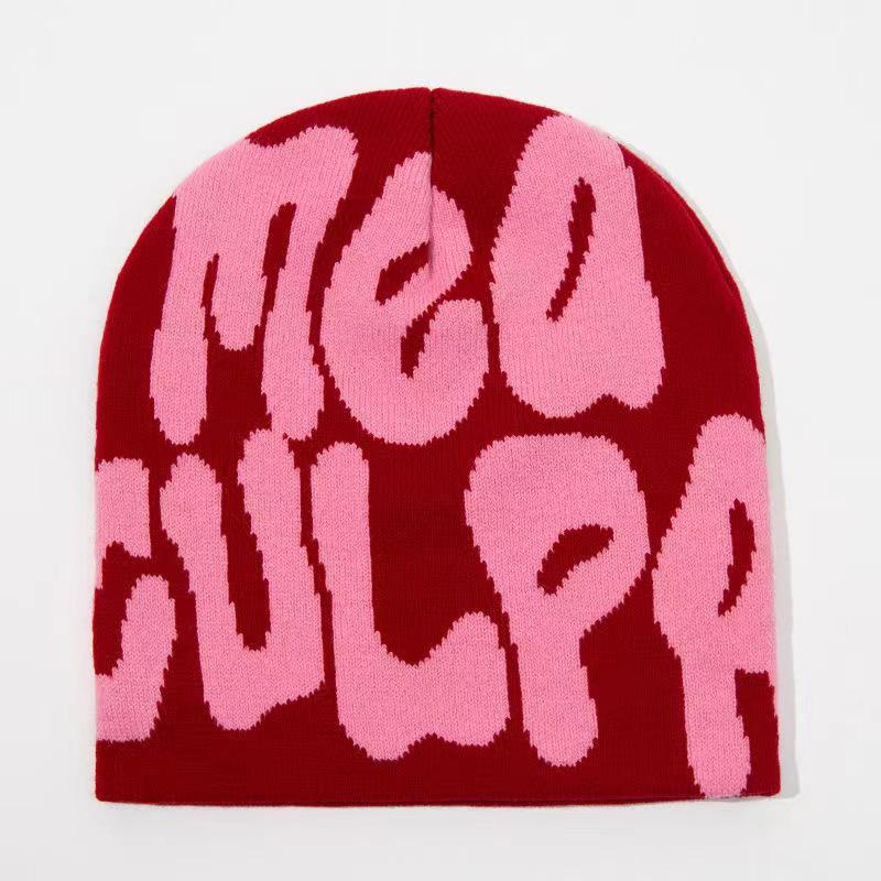 European and American Trendy Letter Jacquard Beanie - Cross-Border Hot-Selling Pullover Knit Hat