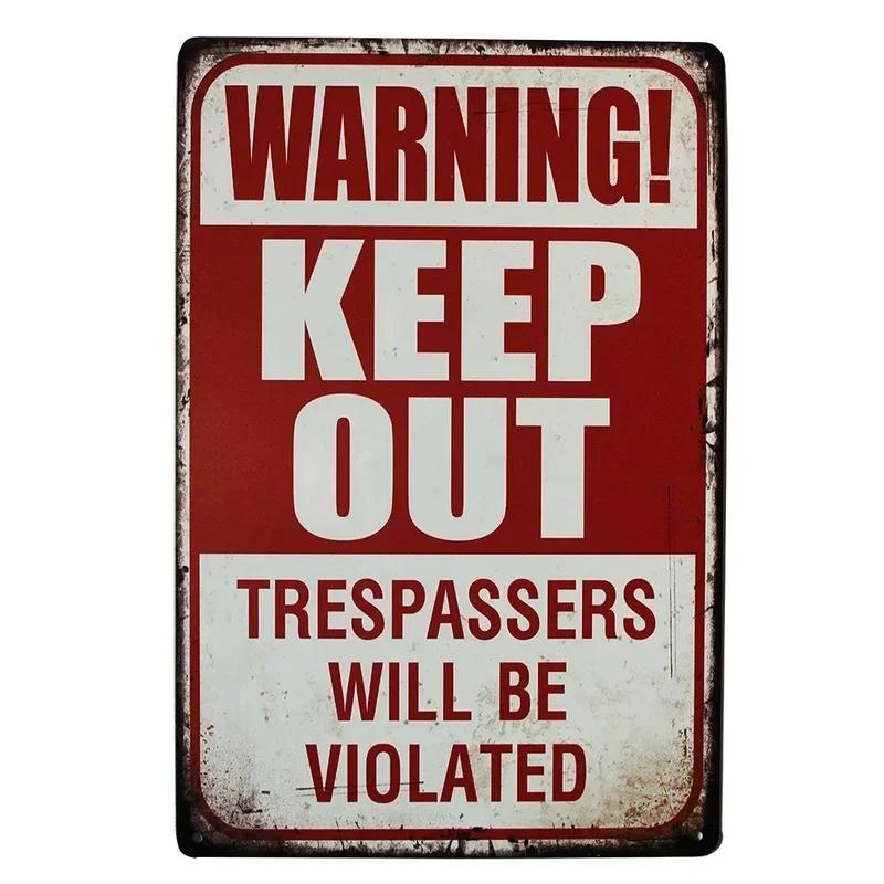 Hisun Tin Sign HD Tin Sign Bilingual Security Warning Wall Decor Retro French English Video Surveillance Metal Poster for Business Home