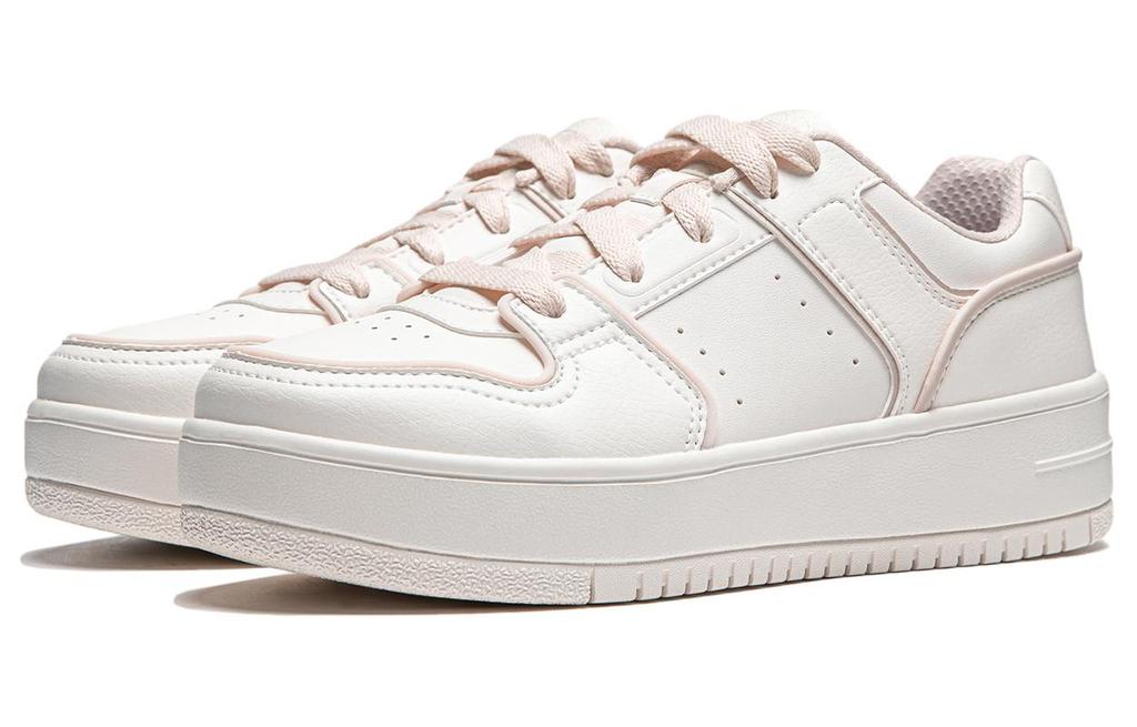 Li Ning Cheese Slip Resistant Abrasion Resistant Low Top Skateboard Shoes Women's White Purple AGCU104-2