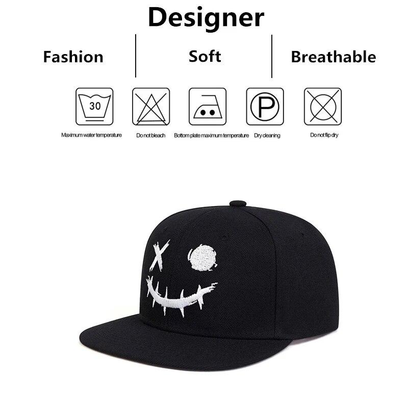 Unisex Xo Smiling Face Embroidery Hip-Hop Hats Outdoor Adjustable Casual Baseball Caps Sunscreen Hat