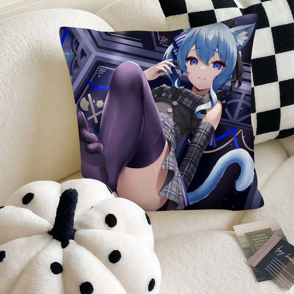 Anime Virtual Girl Hoshimachi Suisei Pillow Case Fashion Square Pillowcase Bedroom Sofa Room Ins Decoration Leisure