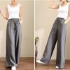 Damenhose aus Baumwolle und Hanf mit weitem Bein, großer elastischer Bund, hängendes Gefühl, dünne Sommerhose, lockere Freizeithose aus Baumwolle und Hanf