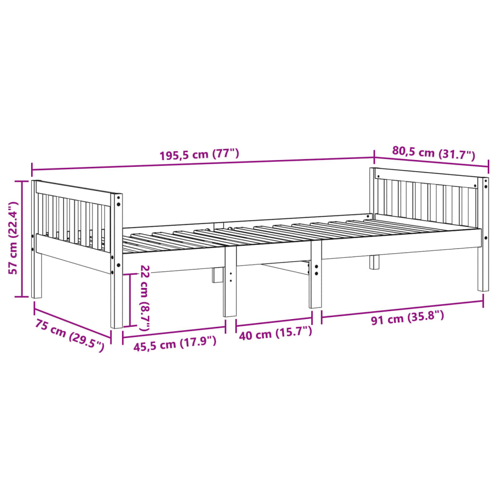 Kids  Bed Without Mattress Wax Brown 75 X 190 Cm Solid Pine Wood