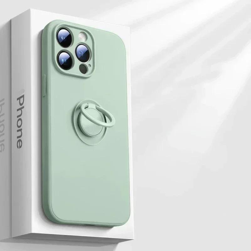 

Мягкий жидкий силиконовый чехол для телефона для iPhone 17 16 15 14 13 12 11 17 Pro Max Plus Air С держателем для магнитного кольца Крышка для автомобильного держателя For iphone13Mini