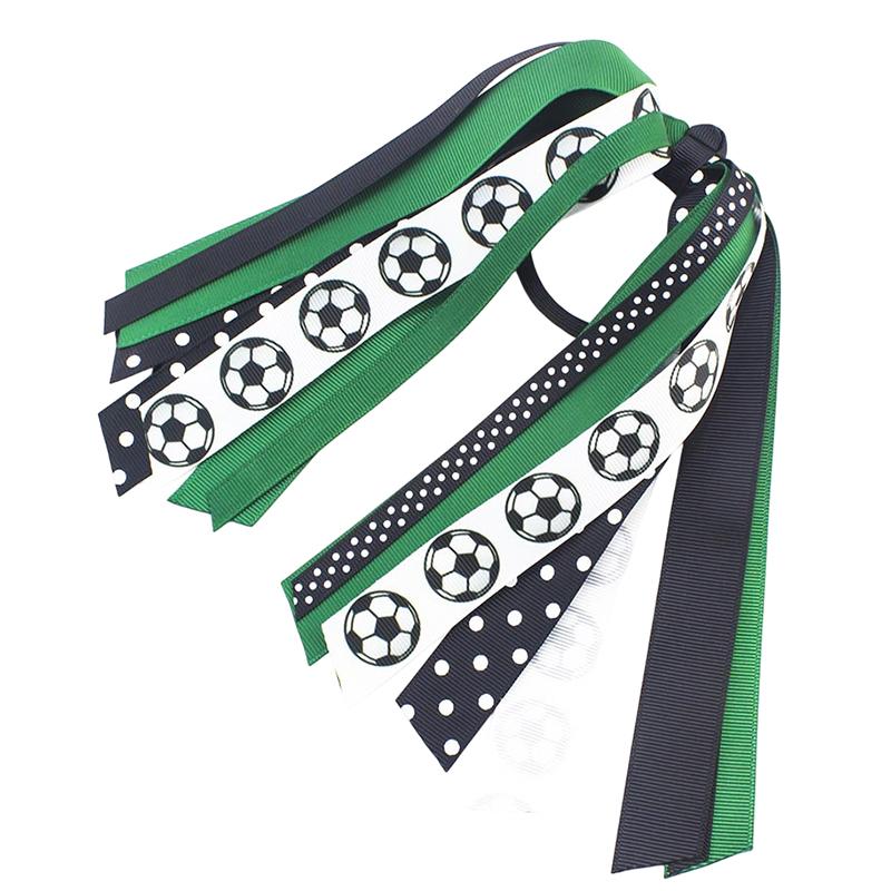 Soccer Ponytail Holders for Women Red Black Glitter Hair Ribbons Streamer Soccer Elastic Hair Ties Band Scrunchies Game Day